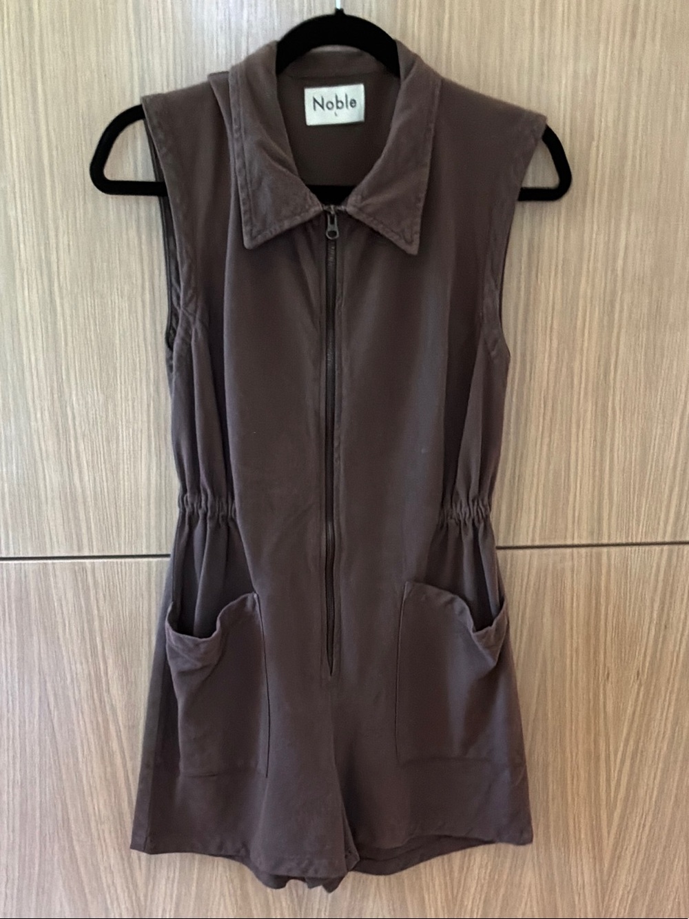 Noble Brown Sleeveless Zip Romper